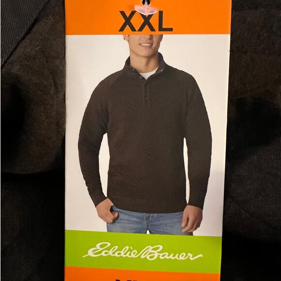 NEW Eddie Bauer Men's Quilted Quarter Snap in Brown Size XXL - Picture 4 of 6